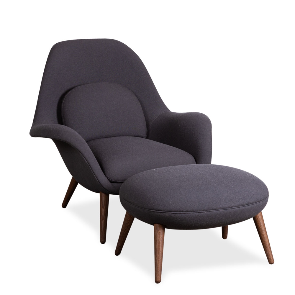 Fredericia Furniture. Swoon inkl fodskammel. Grå polster. Valnød ben. Demo.